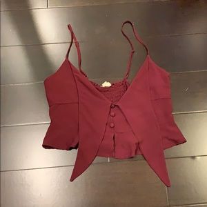 cropped maroon blouse